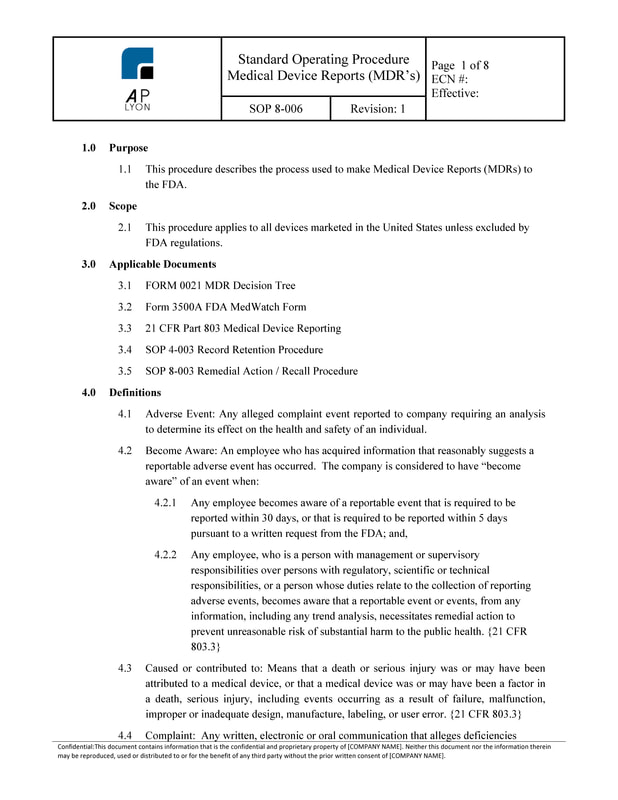 medical device reporting procedure